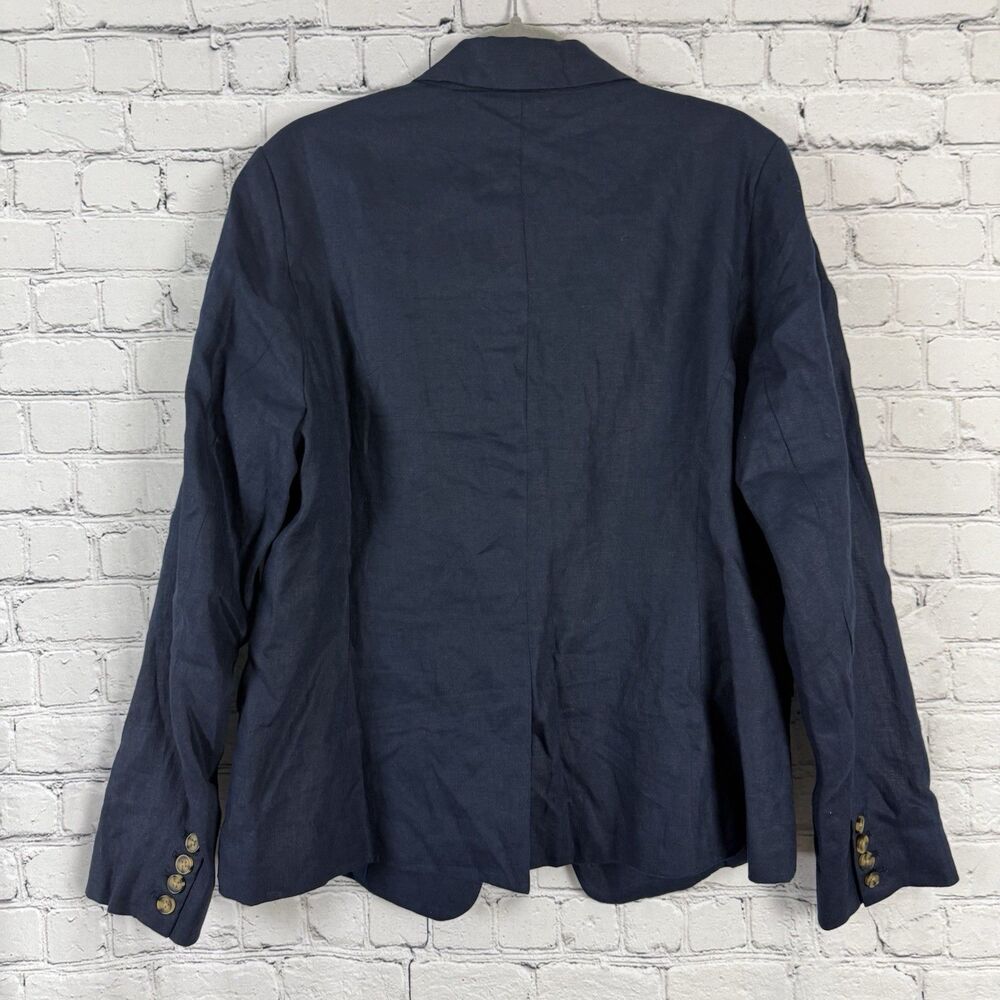QUINCE European Linen Structured Blazer Jacket Women L Deep Navy Minimalist - Picture 7 of 14